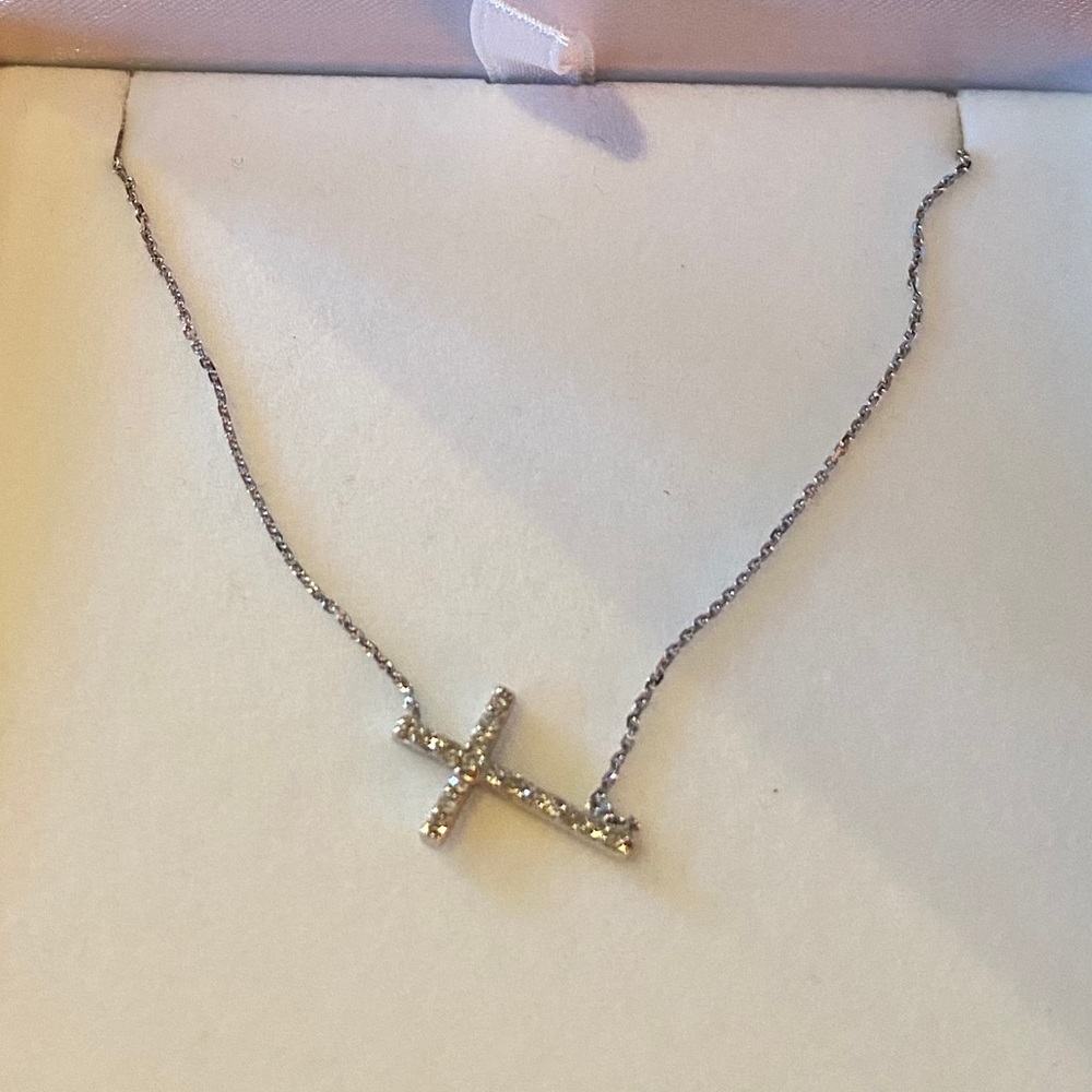 Diamond Sideways Cross Necklace